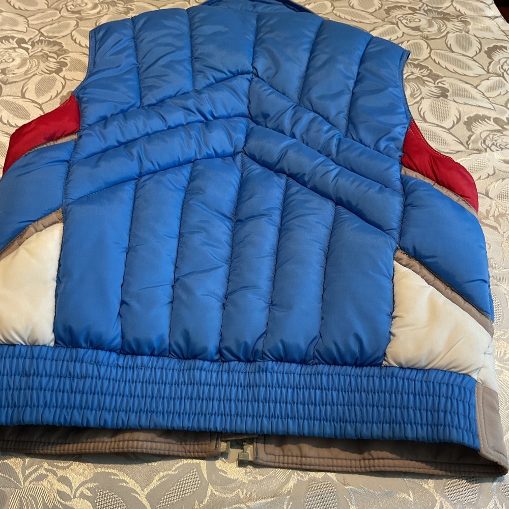 Mountain Goat by White Stag Puffer Vest Womens S Tan Blue Colorblock Vintage - Picture 3 of 5